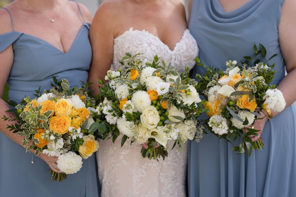 summer bridesmaid and bridal bouquets