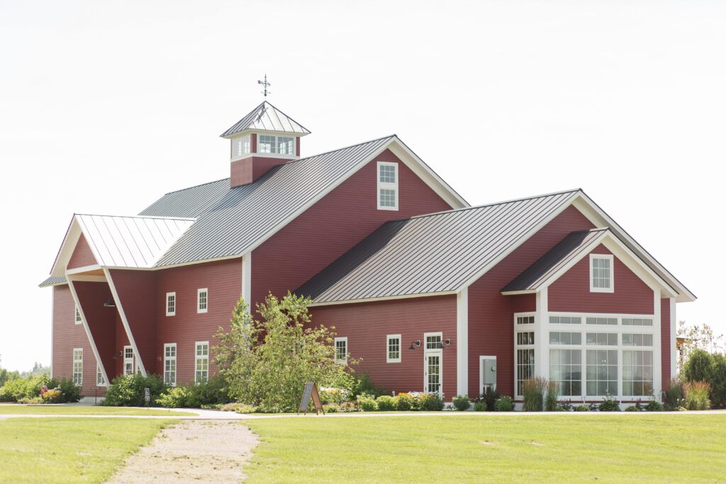 side view of the maquam barn, vermont wedding venues  