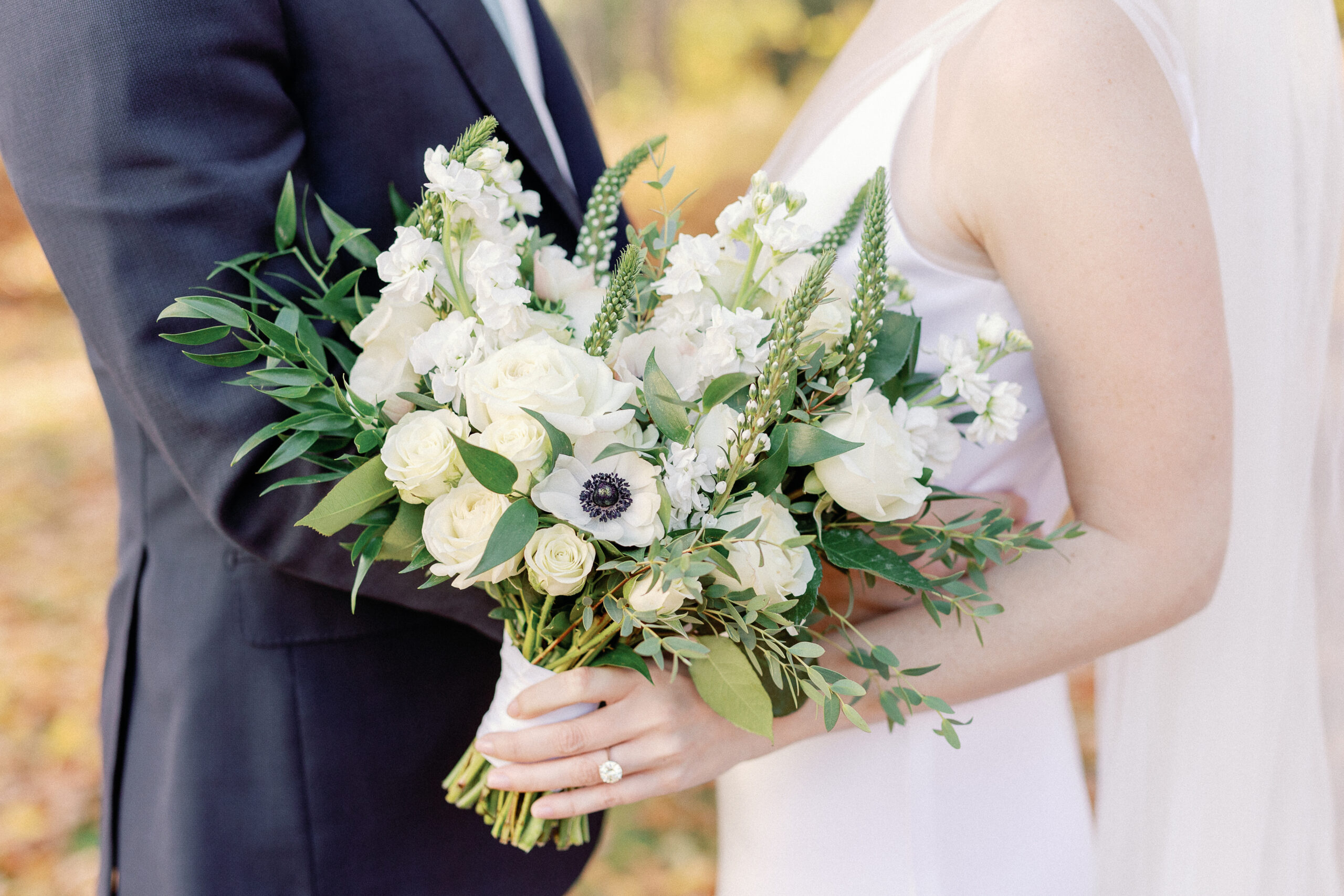 white bridal bouquet for luxury Vermont elopement